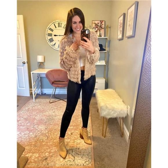 Women's Fall Open Front Cardigan Faux Fur Coat Vintage Parka Shaggy Jacket Coat - Picture 5 of 6